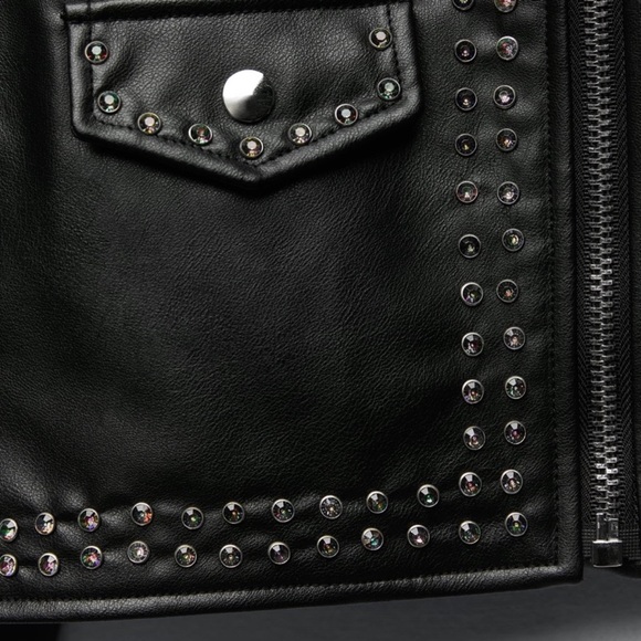 Zara Faux Leather Moto Jacket with Studs - Picture 9 of 13
